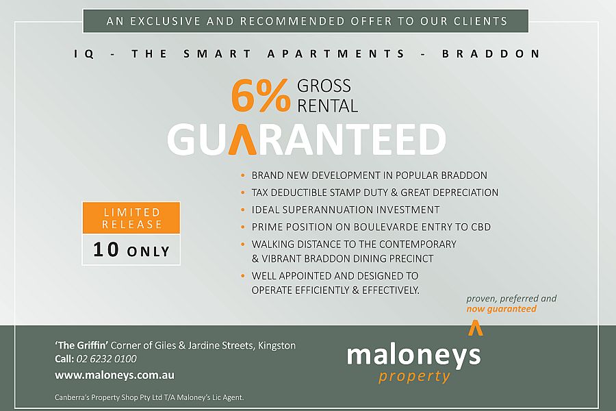 Maloneyâ€™s Property Limited Release Braddon Investment Opportunity